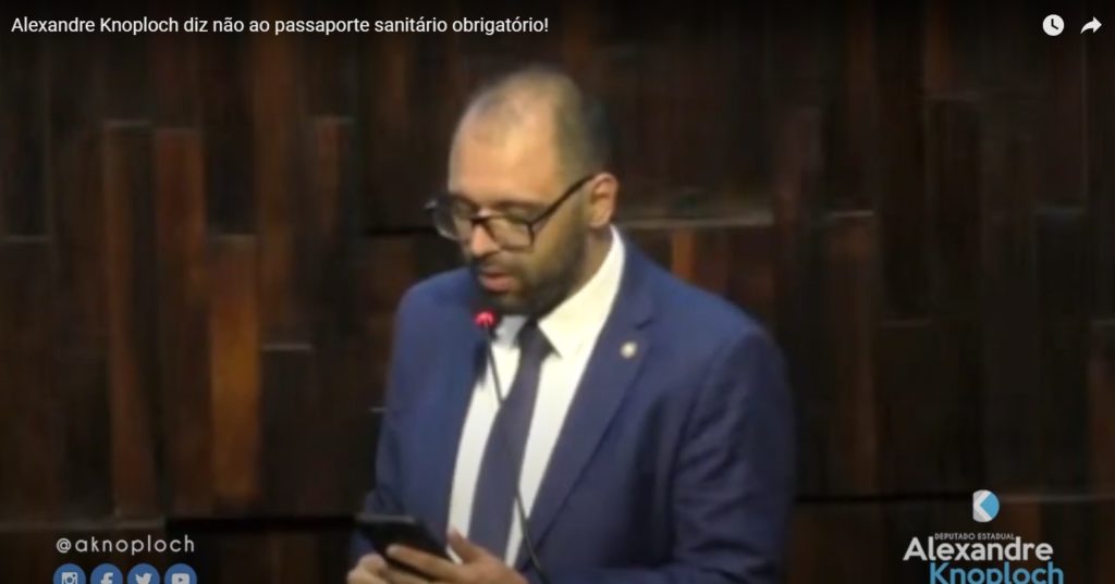 Passaporte sanitário não pode cercear liberdade, diz Knoploch